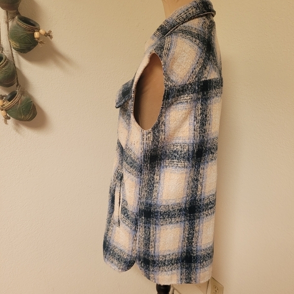 Neo Noir Blue and Cream Plaid Vest - Picture 3 of 5